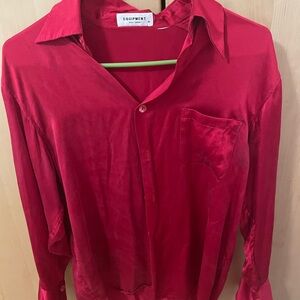 Equipment Vibrant Red Silk Blouse